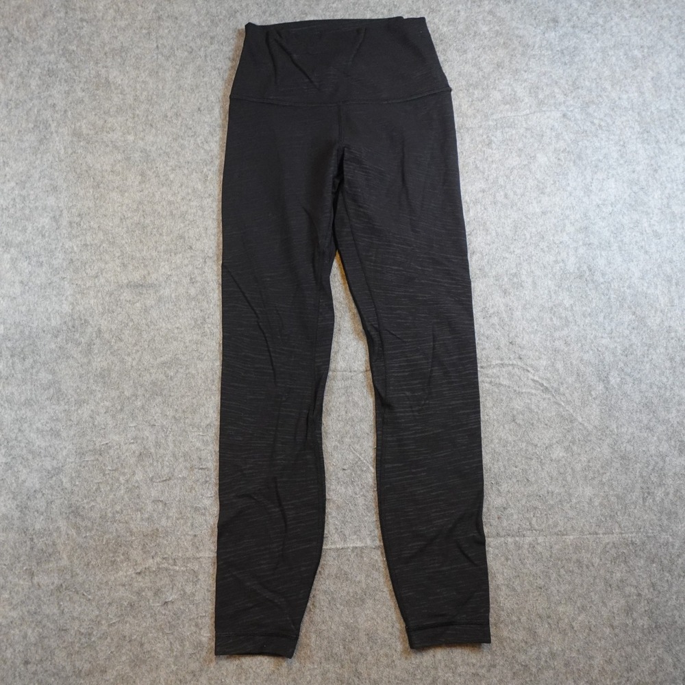 Lululemon Leggings Women 4 Black Align Pant 25" Embossed Yoga Gym Workout